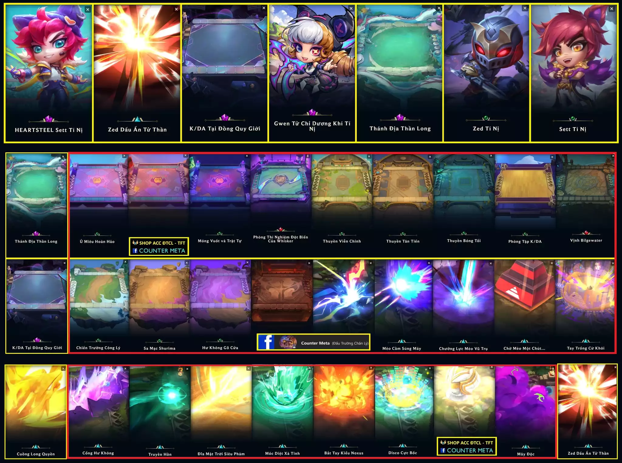 🔰 ACC VIP TFT - ĐTCL ✅ 2 PET TÍM ▶ 2 SÀN TÍM ▶ 2 TÍ NỊ ✅ GWEN TỬ CHỈ DƯƠNG KHÍ TÍ NỊ ✅ SET HEARTSTEAL TÍ NỊ ✅ SET TÍ NỊ ✅ ZED TÍ NỊ ▶ SÀN - THÁNH ĐỊA THẦN LONG ▶ SÀN - K/DA TẠI ĐỒNG QUY GIỚI