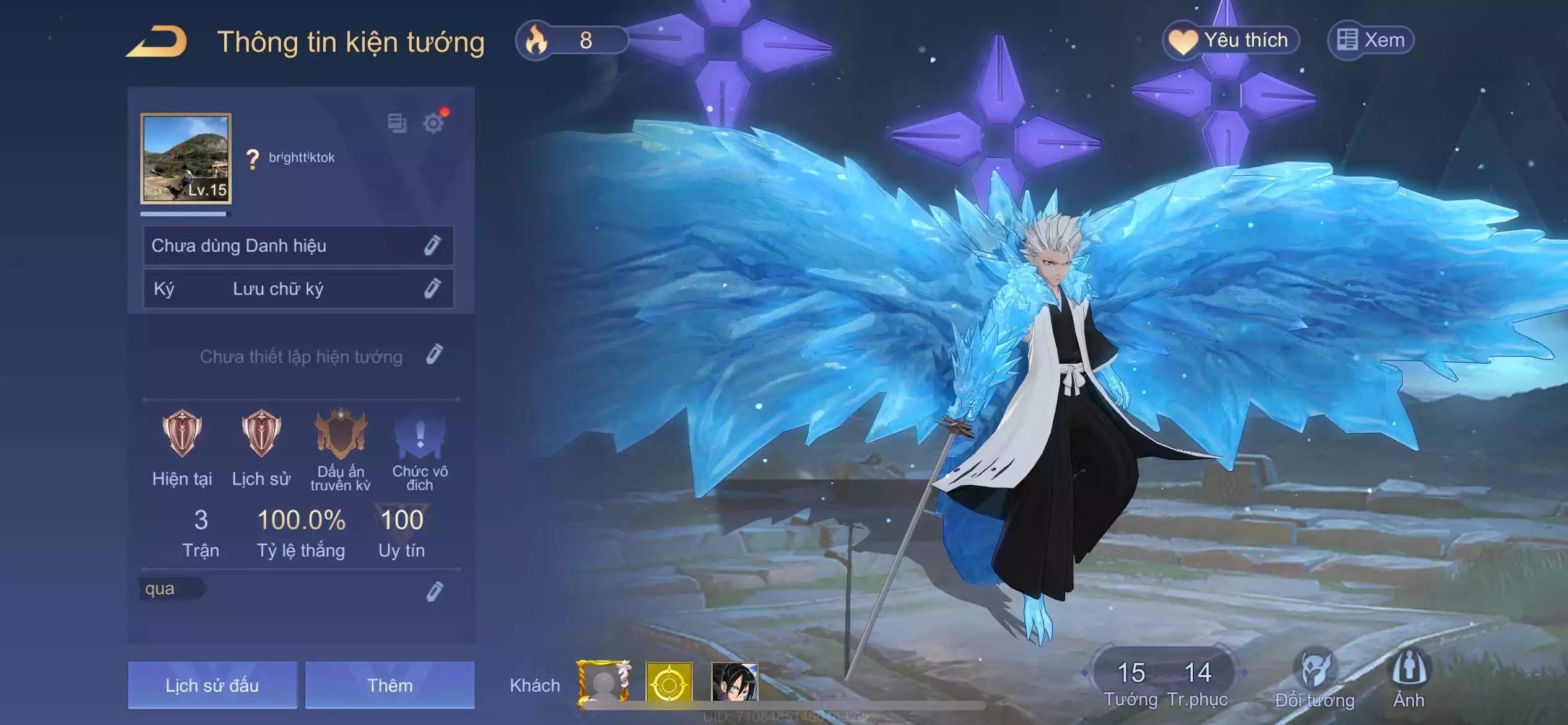 (SALE) ACC REG LIÊN QUÂN: Bright Toshiro Hitsugaya... sẵn tướng, free đổi tên, trắng thông tin