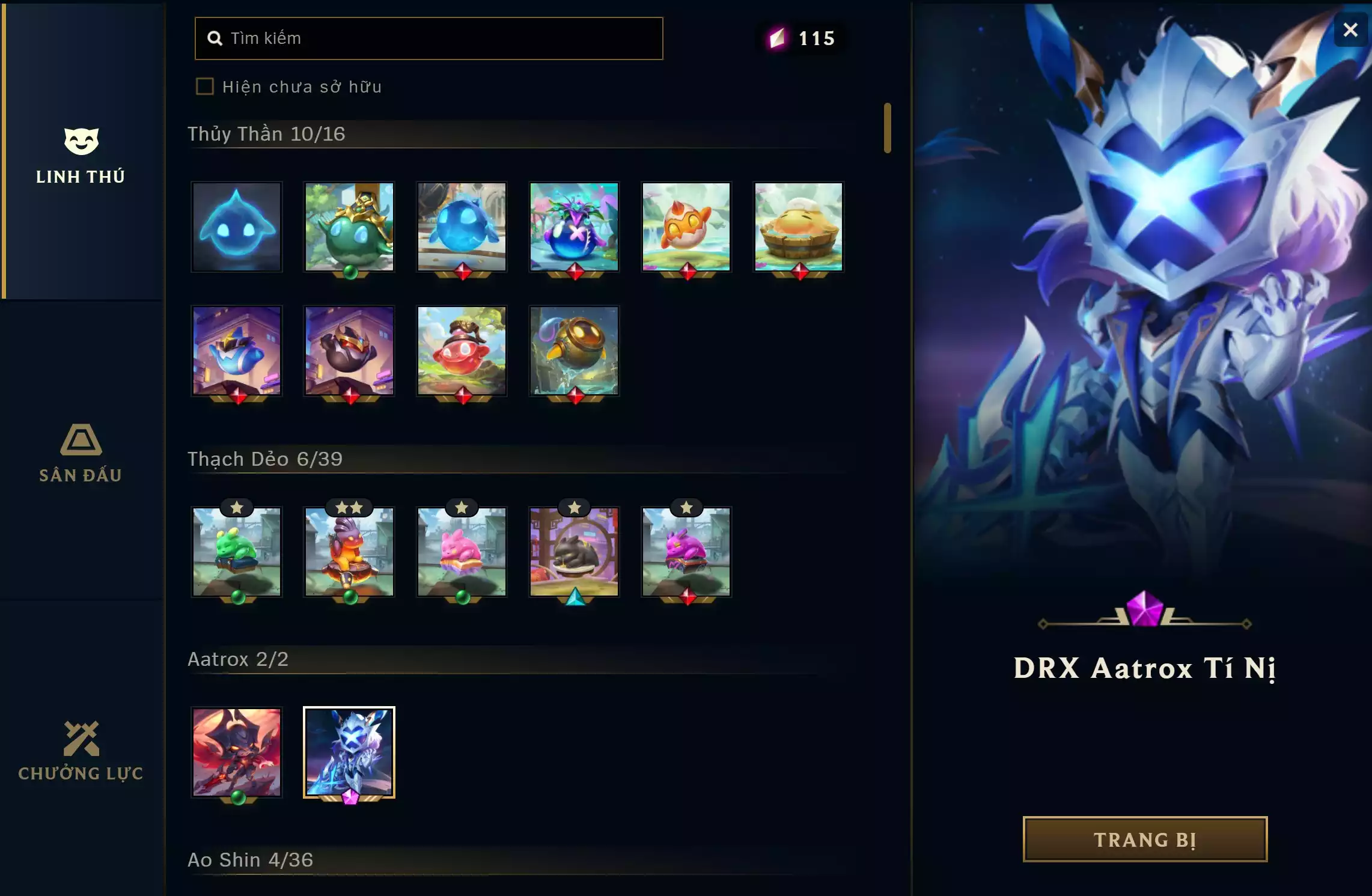 Ảnh 🔰 4 PET TÍM ▶ 2 SÀN TÍM ▶ 3 TÍ NỊ ✅ DRX AATROX TÍ NỊ ✅ TEEMO TIỂU QUỶ TÍ NỊ ✅ YASUO LONG KIẾM TÍ NỊ ✅ WHISKER HIỂM HỌA SIÊU CẤP ▶ QUÁI VẬT TẤN CÔNG [ HIẾM ] ▶ ĐIỆN THỜ VÙNG ĐẤT KHỞI NGUYÊN [ HOT ] ⬆️ AATROX TÍ NỊ ⬆️ GWEN TÍ NỊ ⬆️ YASUO TÍ NỊ