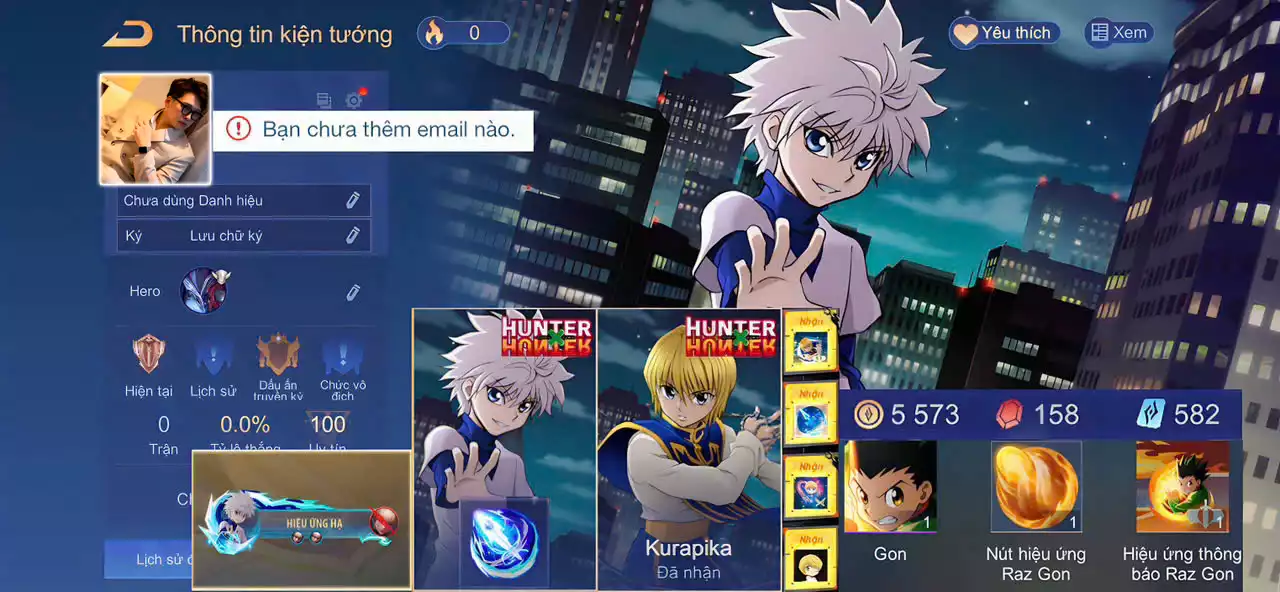 ACC REG: Nakroth Killua, Enzo kurapika, Raz gon... dư 422 quân huy, free đổi tên, trắng thông tin