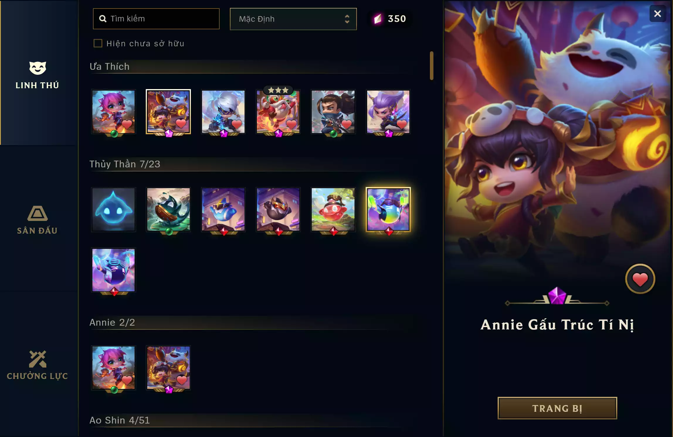 Ảnh 🔰 COMBO PET TÍ NỊ - SÀN TÍM VIP ✅ ANNIE GẤU TRÚC TÍ NỊ ✅ YASUO LONG KIẾM TÍ NỊ ✅ LEESIN LONG CƯỚC TÍ NỊ ✅ POGGLES MÚA LÂN 🌠 HỘI CHỢ NHÂM DẦN 🌠 NGÔI NHÀ THỎ VÀNG 🌠 EVERYTHING GOSE ON 🔰 UNRANK - TRẮNG THÔNG TIN