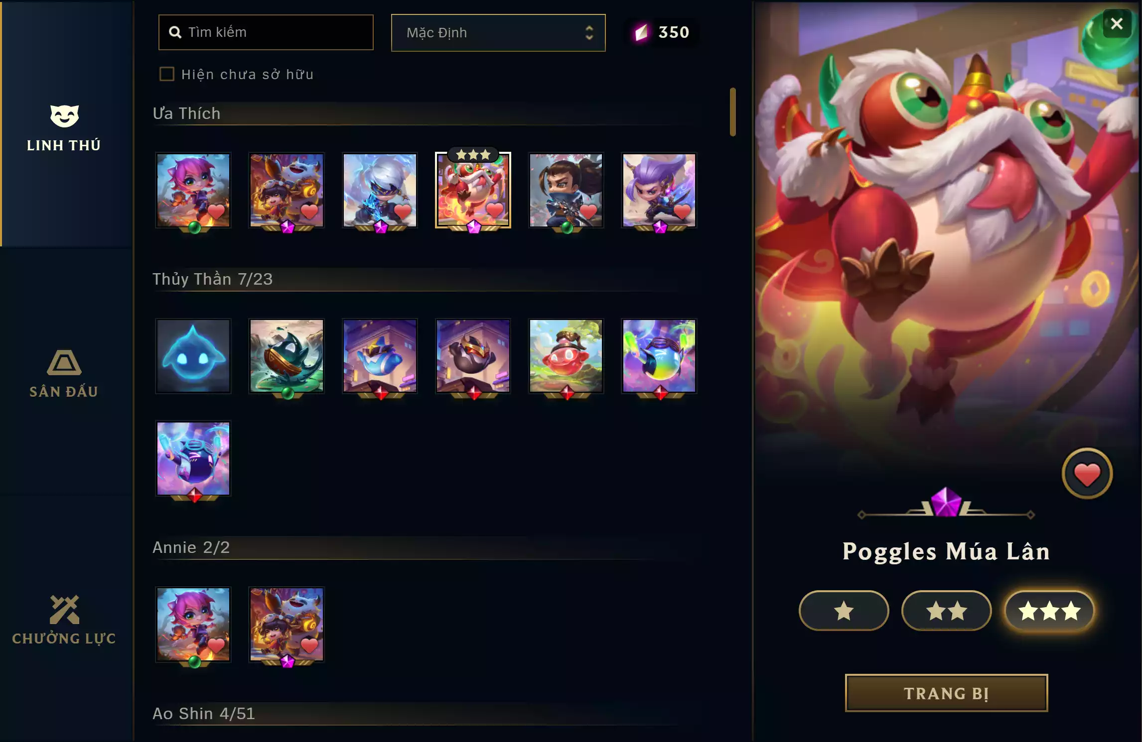 Ảnh 🔰 COMBO PET TÍ NỊ - SÀN TÍM VIP ✅ ANNIE GẤU TRÚC TÍ NỊ ✅ YASUO LONG KIẾM TÍ NỊ ✅ LEESIN LONG CƯỚC TÍ NỊ ✅ POGGLES MÚA LÂN 🌠 HỘI CHỢ NHÂM DẦN 🌠 NGÔI NHÀ THỎ VÀNG 🌠 EVERYTHING GOSE ON 🔰 UNRANK - TRẮNG THÔNG TIN