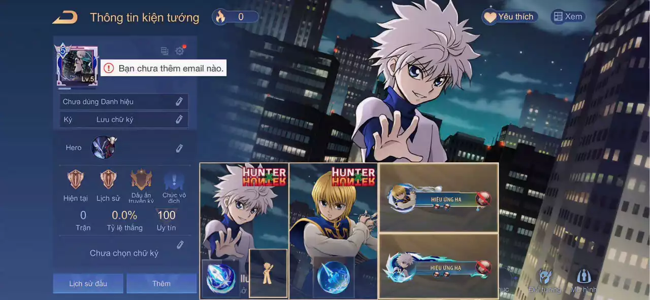 Nakroth Killua, Enzo Kurapika... sẵn tướng, free đổi tên, trắng thông tin