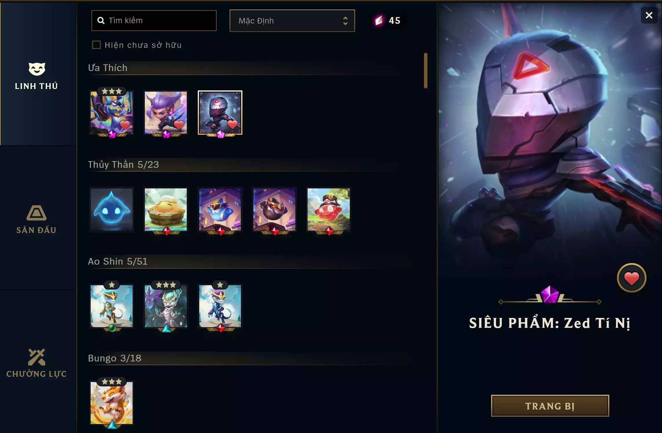 Ảnh 🔰 PET TÍM ▶ YASUO LONG KIẾM TÍ NỊ ▶ SIÊU PHẨM ZED TÍ NỊ ▶ WHISKER HIỂM HỌA SIÊU CẤP ⬆️ TRANG PHỤC - 300 SKIN 🍁 UNRANK ️🍁 CÓ THẺ ĐỔI TÊN INGAME