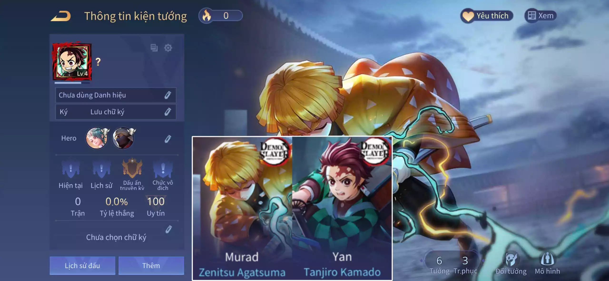 ACC REG: Murad zenitsu + Yan tanjiro... sẵn tướng, trắng thông tin, free đổi tên